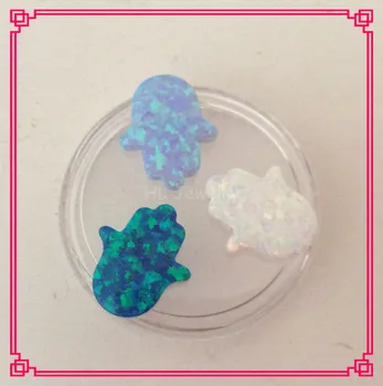 

30PCS/Lot 11*13MM Hamsa Opal 3Color Mix Blue/White/Peacook Blue Hand Hamsa Syntheticl Opal For DIY Neacklace