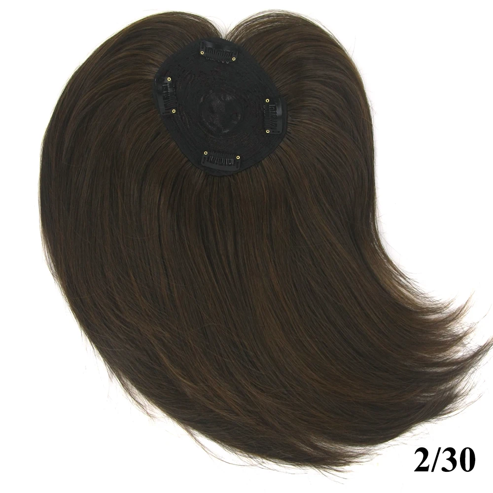 Soowee длинные коричневые синтетические волосы Toupees шиньоны прямые волосы короткая челка Топ Закрытие для мужчин и женщин - Цвет: 1B/27HL
