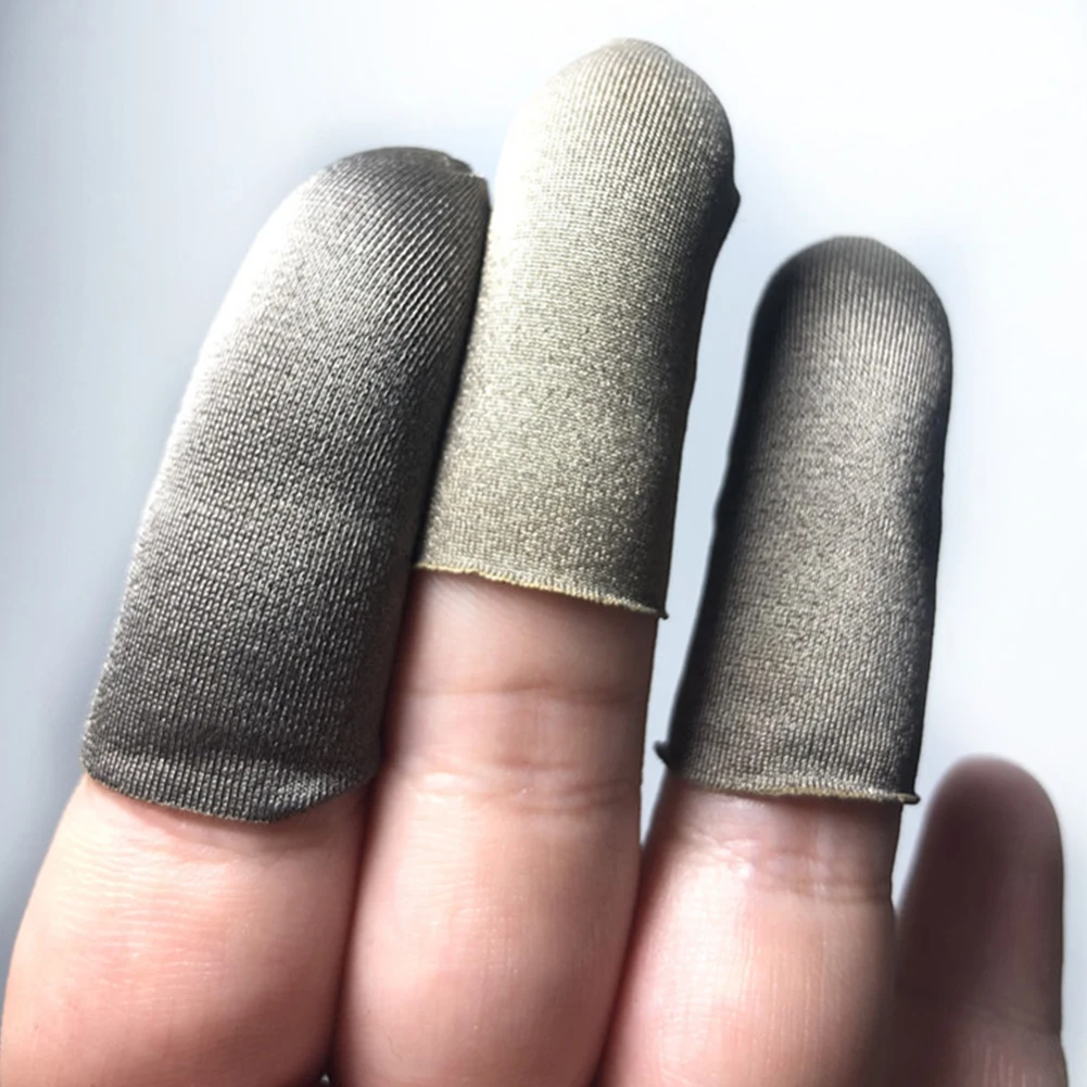 

1 Pair Silver Fiber Easy Wear Sensitive Durable Game Controller Sweatproof Finger Cover Practical Anti Static Elasticity Mini