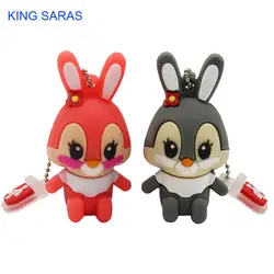 KING SARAS 64 ГБ usb флэш-накопитель usb 2,0 4 ГБ 8 ГБ 16 ГБ 32 ГБ Флешка милый серый розовый модель кролик мультфильм usb