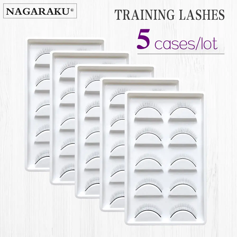 

NAGARAKU Training Eyelashes Makeup Maquiagem 5 Trays lot Handmade Training Lashes For Beginners Beauty Salon Student Practice