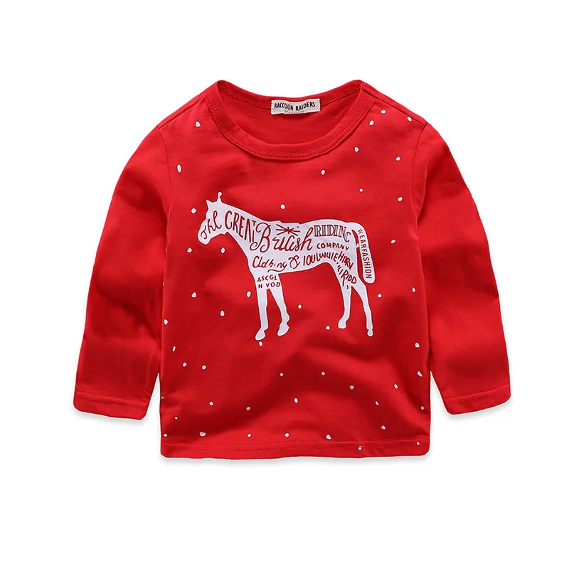 2017 Brand Christmas Red Boys T Shirt Kids Tops Designer Baby Toddler Boys Long Sleeve T Shirts