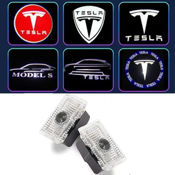 

2Pcs Car Styling For Tesla MODEL 3 2018 2019 MODEL S MODEL X Car Door Light LED Door Warning Light LED Shadow Light White Logo
