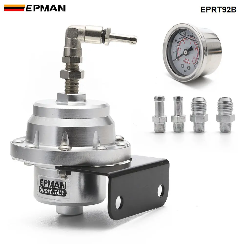 Epman Racing Универсальный Регулируемый регулятор давления топлива датчик масла AN6 1/8NPT фитинг EPRT92B - Цвет: Серебристый