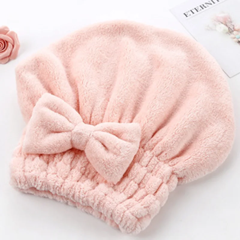 Коралловое бархатное полотенце для сухих волос, Супер Абсорбирующая шапочка для душа, быстро утолщенная быстросохнущая шапочка для волос - Цвет: pink