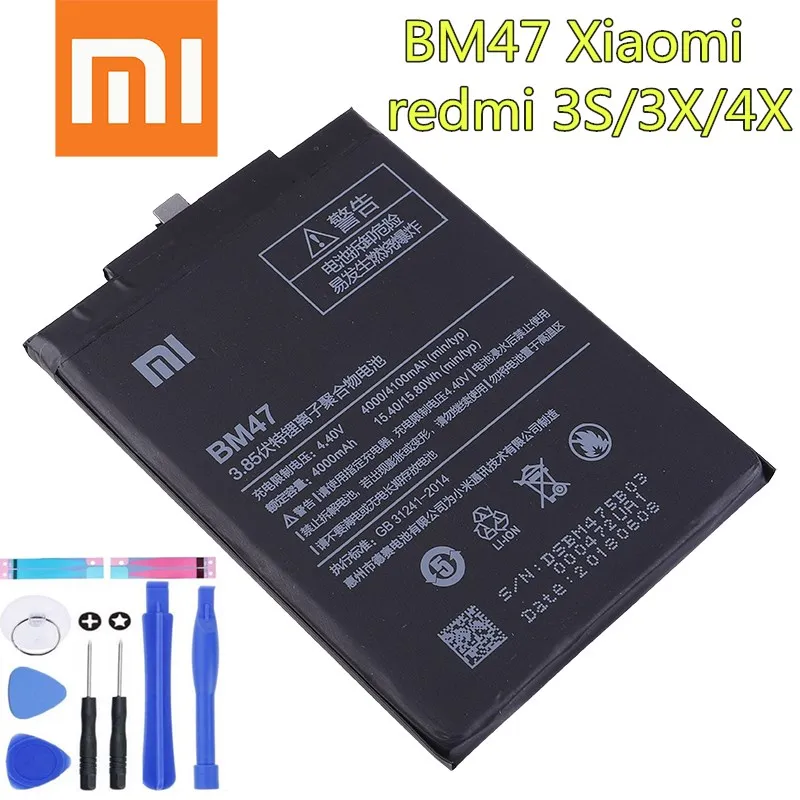 Оригинальный аккумулятор для телефона Xiao mi BM47 высокое качество емкость 4000 мАч