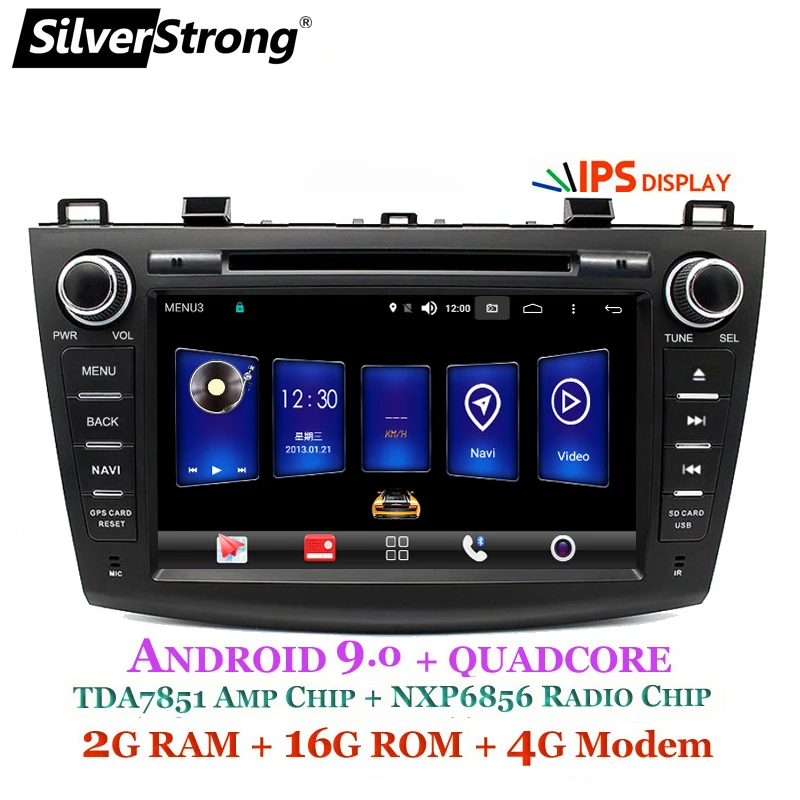 Perfect SilverStrong 4G Modem Android 9.0 Car DVD For Mazda 3 Axela 4G SIM Car Multimedia Mazda 3 Bluetooth 4.0 WIFI Option TPMS 2