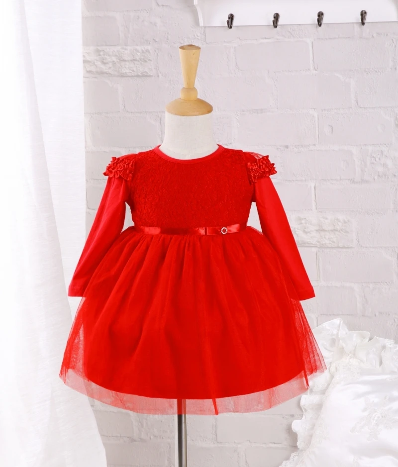 Newborn baby girls dresses clothes lenght sleeve princess red tutu