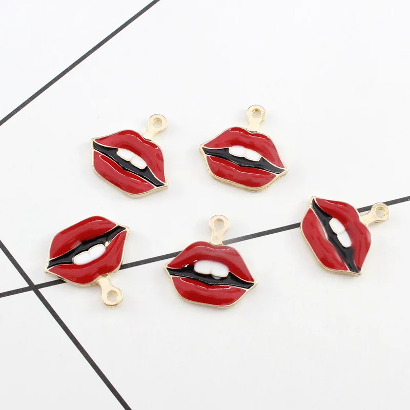 

10PCSEnamel Mouth Charms Lips Charms Bracelet Charms Diy Earring Jewelry Supplies