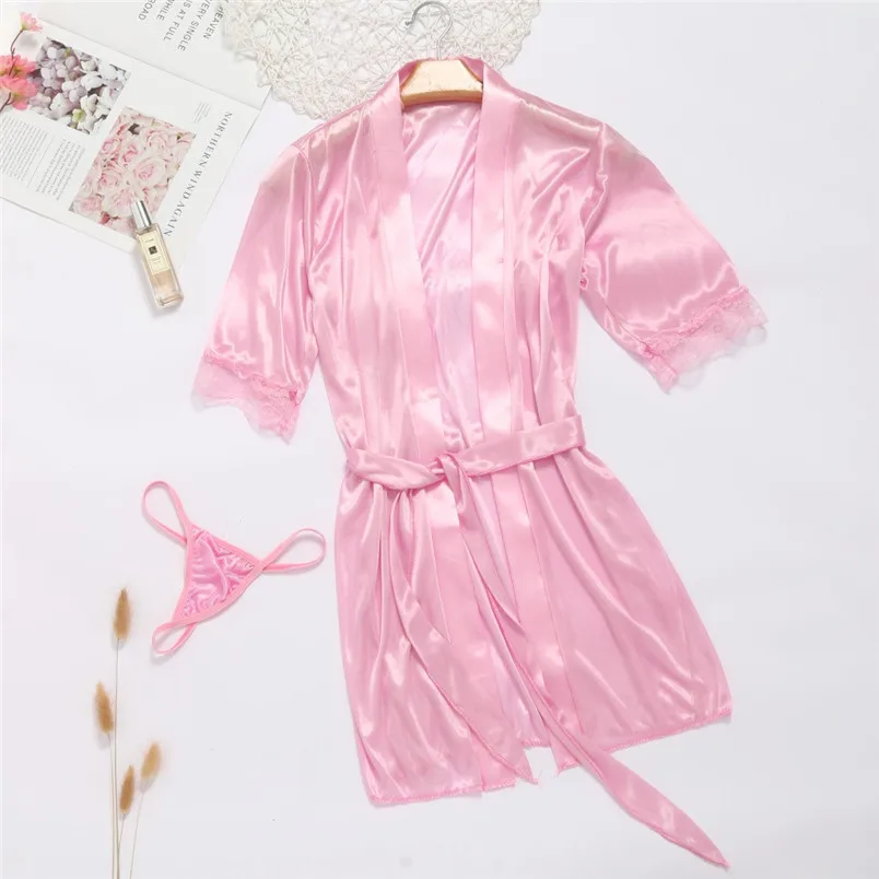 Free Size Solid Lace Women Sexy Silk Sleepwear Pajamas Underwear Lingerie Sleepwear Night Soft Clothes Conjuntos De Mujer 40JA15 (28)