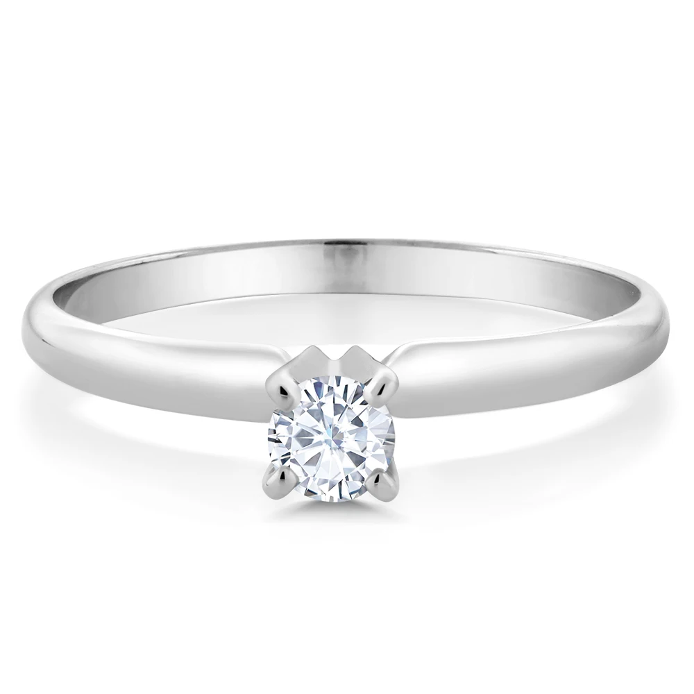 GemStoneKing, натуральный бриллиант, ювелирное изделие, 0,20 карат, круглый бриллиант, твердый, 14 к, белое золото, пасьянс, обручальное кольцо для женщин