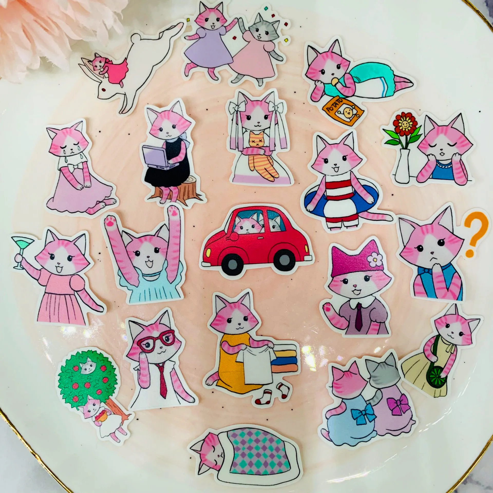 40pcs Cute cat shape Kids Fun Paper Stickers Homemade Bookkeeping Decals on Laptop / Decorative scrapbooking / DIY