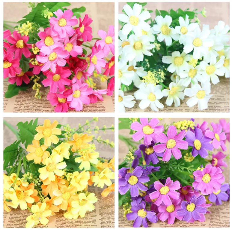

1 bunch 28 Chrysanthemums Silk Artificial Flowers For Home Wedding Birthday Party Scrapbooking Decorative Wreath Fake Flowers