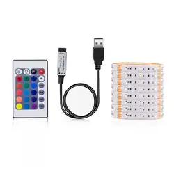 2 шт./лот DC 5 V USB светодиодный RGB полосы света 2835 SMD USB кабель Мощность светодиодный свет лампы гибкая лента 1 м 2 м 3 м 4 м 5 м ТВ освещения