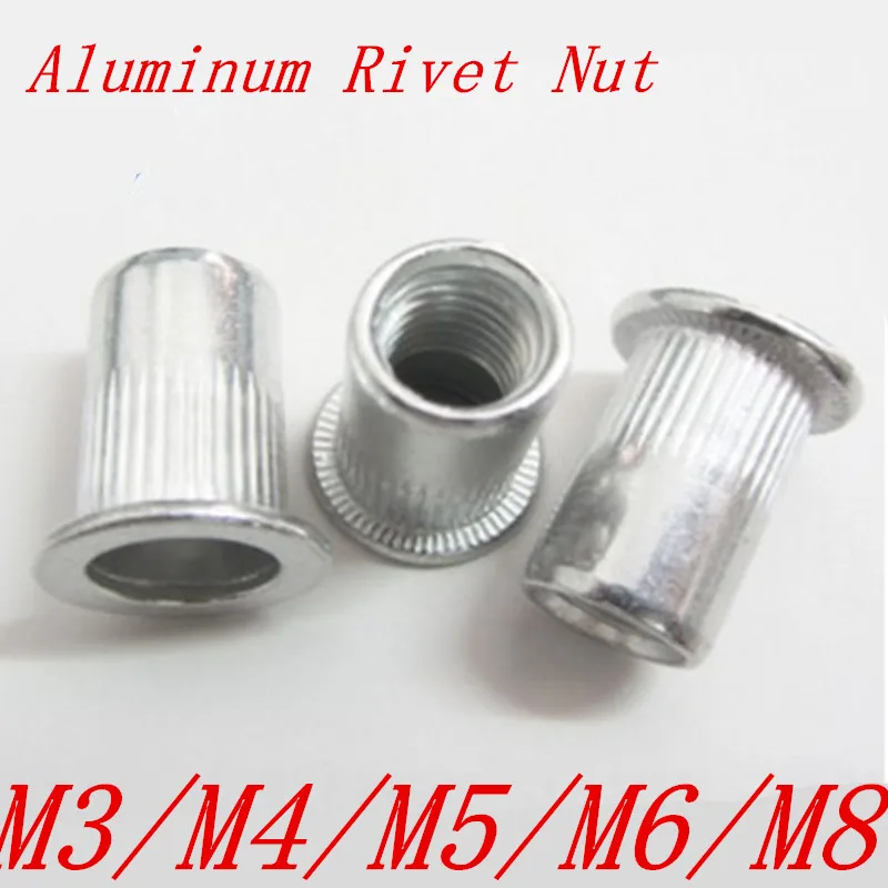 50pcs/20pcs M3 M4 M5 M6 M8 flat head aluminum Rivet Nut Rivnut Inserts ...