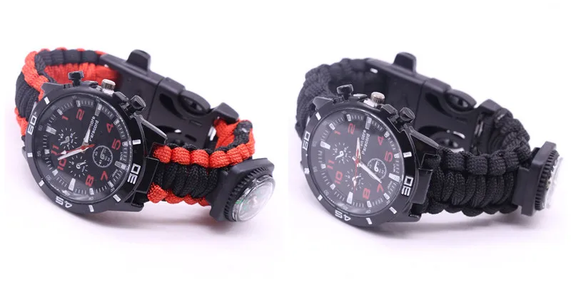 EDC Multi Tools Tactical Camouflage Outdoor survival watch bracelet compass Rescue Rope paracord Camping equipment (24)