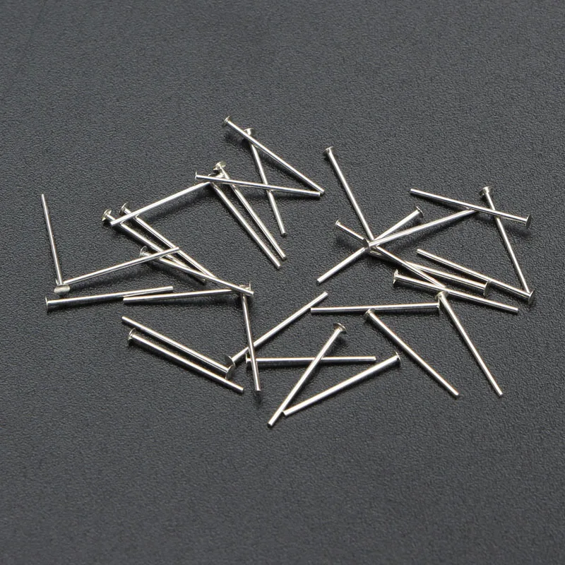 10Pcs) Sterling Silver 925 Flat Head Pins for DIY Jewelry Making Findings Accessories in Rose gold and Silver color Wholesale