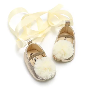 

0-18M Toddler Baby Girl Soft sole Princess Shoes cute pom Infant Prewalkers NewBorn Baby moccasins lace up party shoes
