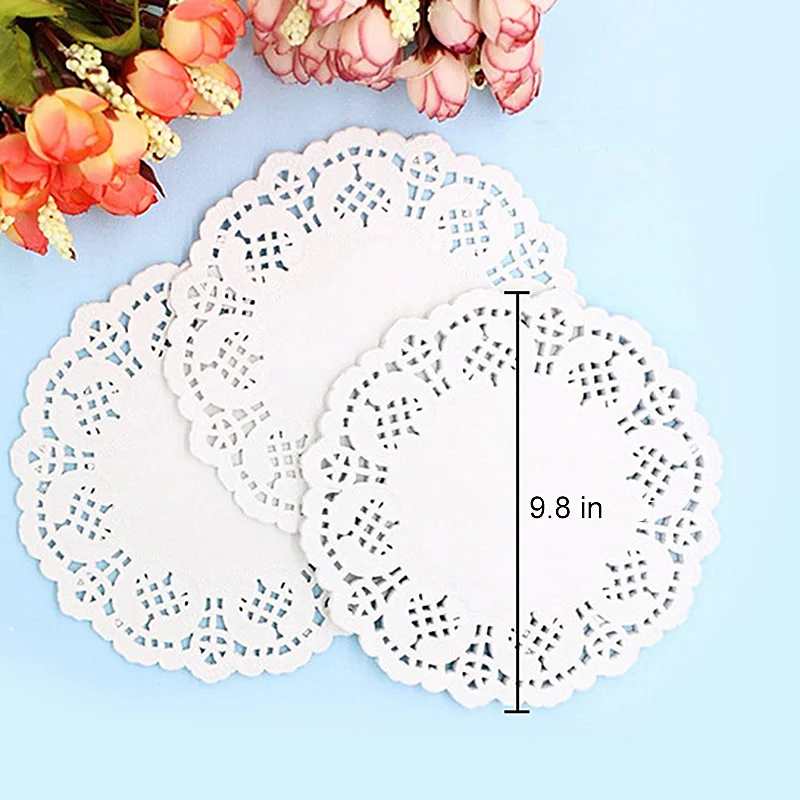 

200pcs/lot Oil Absorbing Round Lace Paper Paper Cake Biscuit Decoration Bottom Paper Party Wedding Supplies 4.5/5.5/6.5/7.5inch