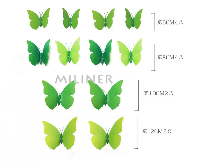 12 шт. ПВХ 3d бабочка Настенный декор милые бабочки настенные наклейки художественные наклейки украшение дома комнаты стены искусства
