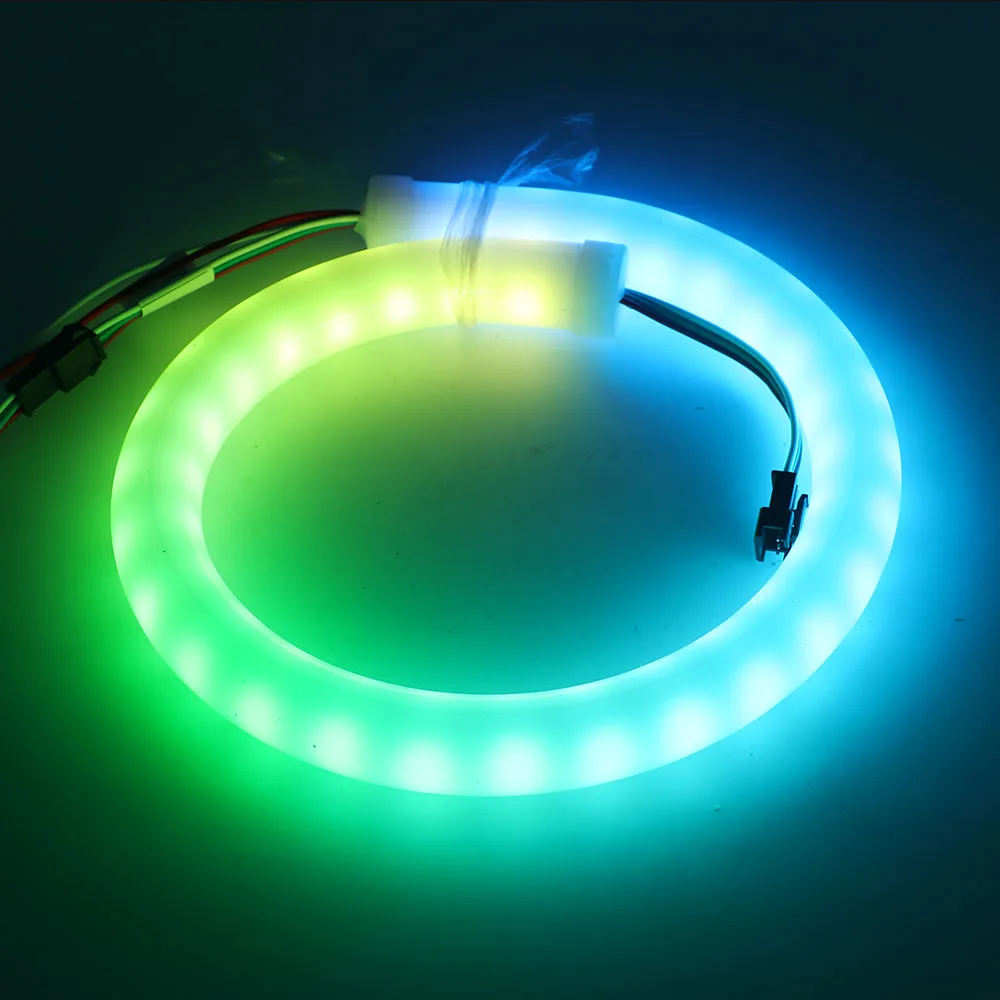 XUNATA Round RGB Светодиодная лента неоновый светильник для украшения 5 в 12 В 60 Светодиодный s водонепроницаемый веревочный струнный светильник с европейской вилкой RF 21 клавишный контроллер