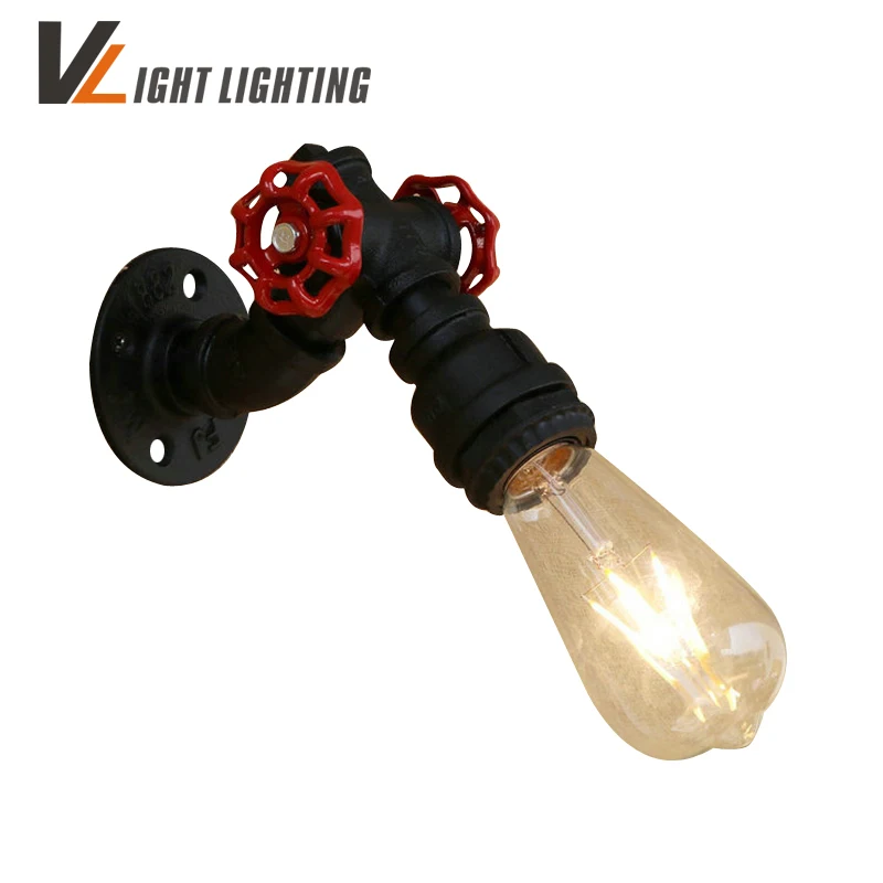 

Loft Industrial iron rust Water pipe Antique Edison retro wall lamps Vintage LED sconce wall lights for living room bedroom