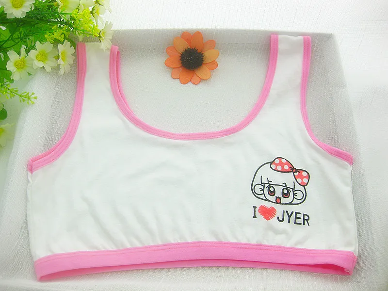 100% cotton young girls training bra 10 14 years old children bras Condole belt vest kids bra camisole for child