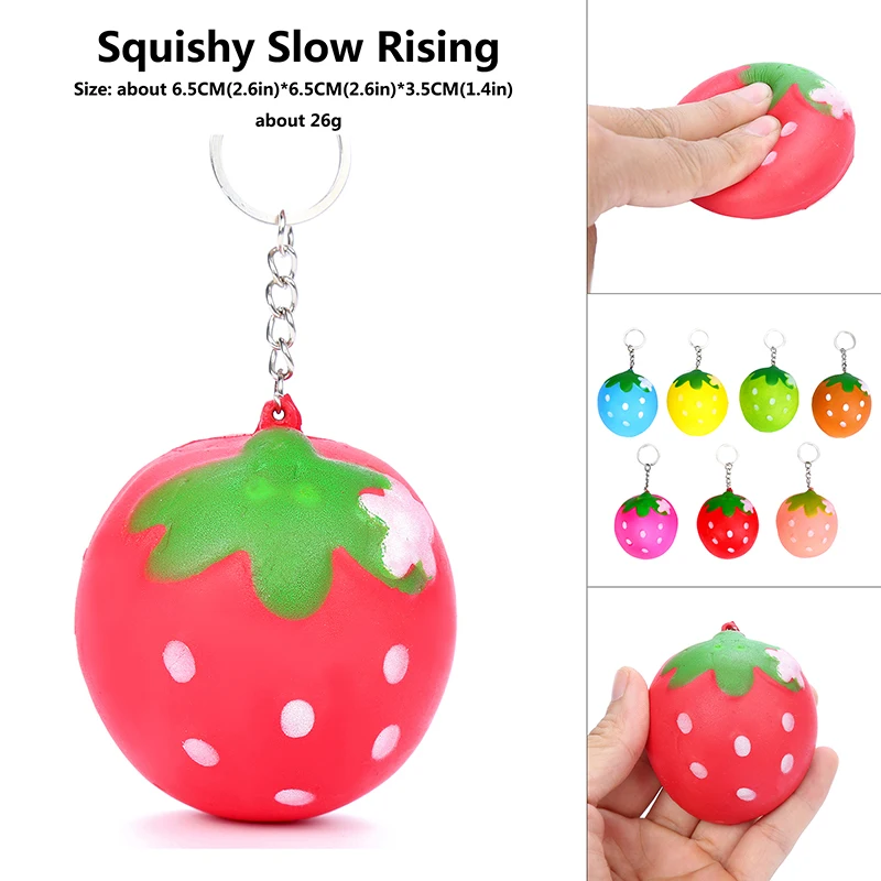 

Squishy fruit squish Strawberry cheap Slow Rising Squeeze Phone Strap Charm Pendant Squishes soft Scented Kid Toy for child Gift