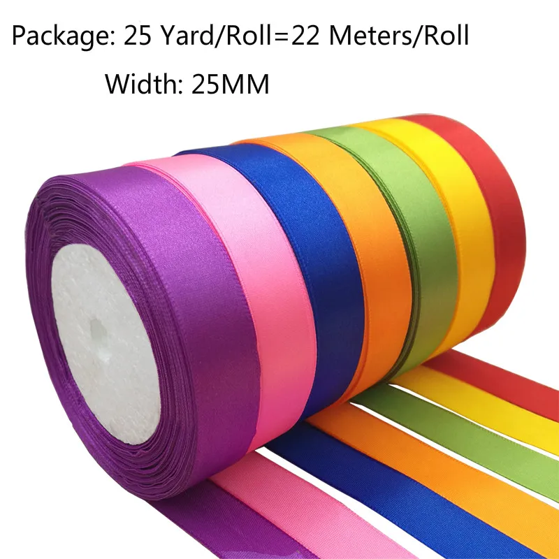 

1''25mm Silk Satin Ribbon Wedding Party Decoration Handmade Invitation Card Gift Packing Material Christmas Accessories 22 Meter