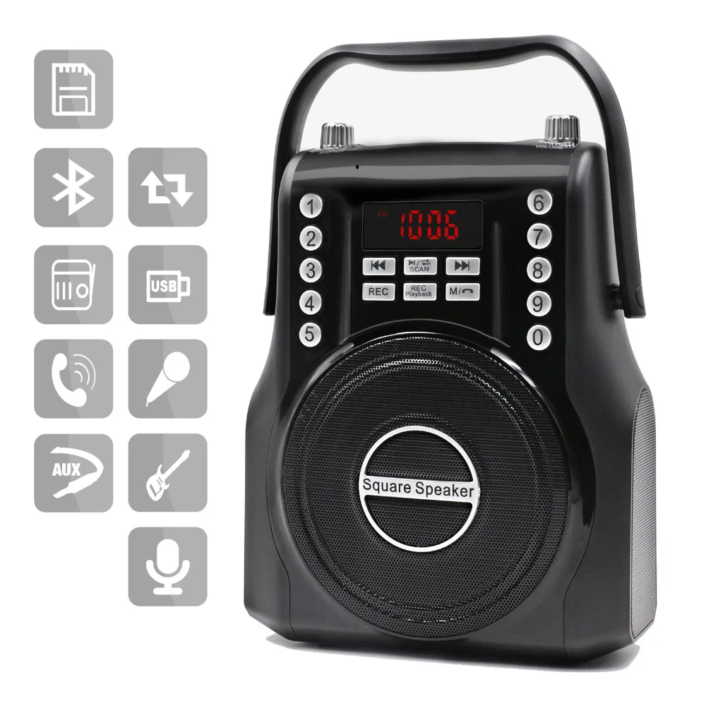 Lefon Портативный FM радио Беспроводной Bluetooth громкая Динамик мощный стерео