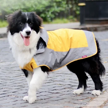 

Pet Raincoat Large Dog Raincoat Pet Poncho Fashion Big Dog Raincoat Super Waterproof Durable Samoyeds Orange Green WLYANG