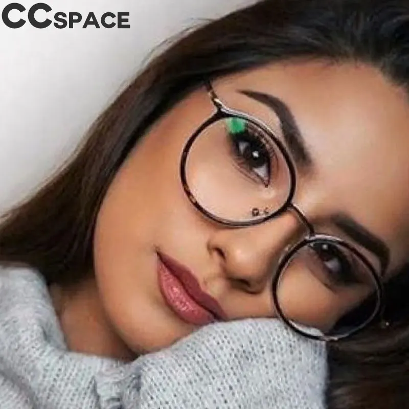 

Metal Round Glasses Frames Women Decoration Styles Comfortable Lightweight Optical Fashion Computer Glasses 45641