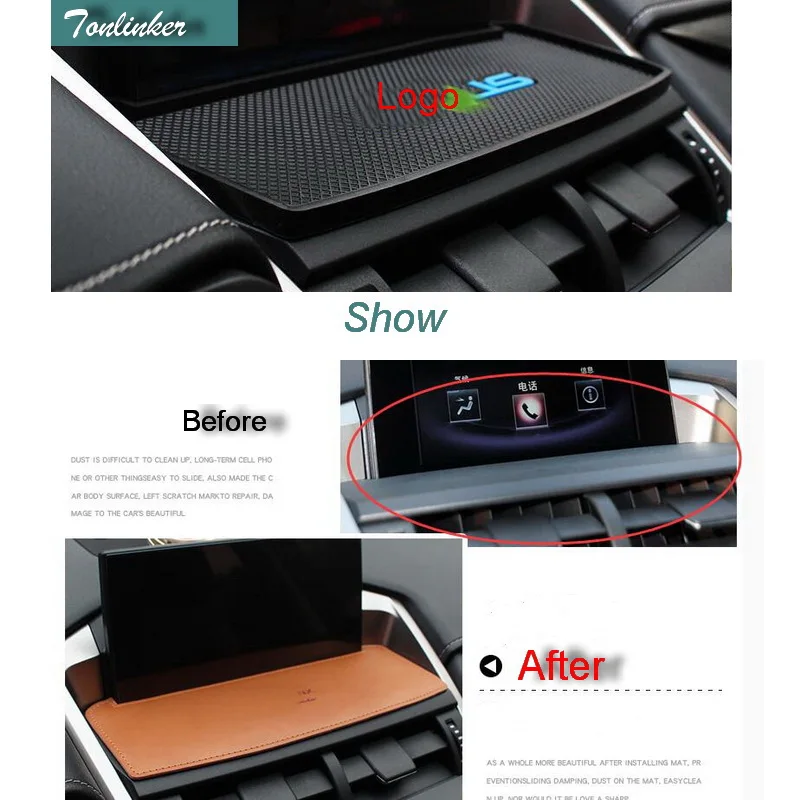 

Tonlinker Cover Case Strickers For Lexus ES RX NX 2016 Car styling 1PCS Silicone Center console Navigation anti-dirty pad covers