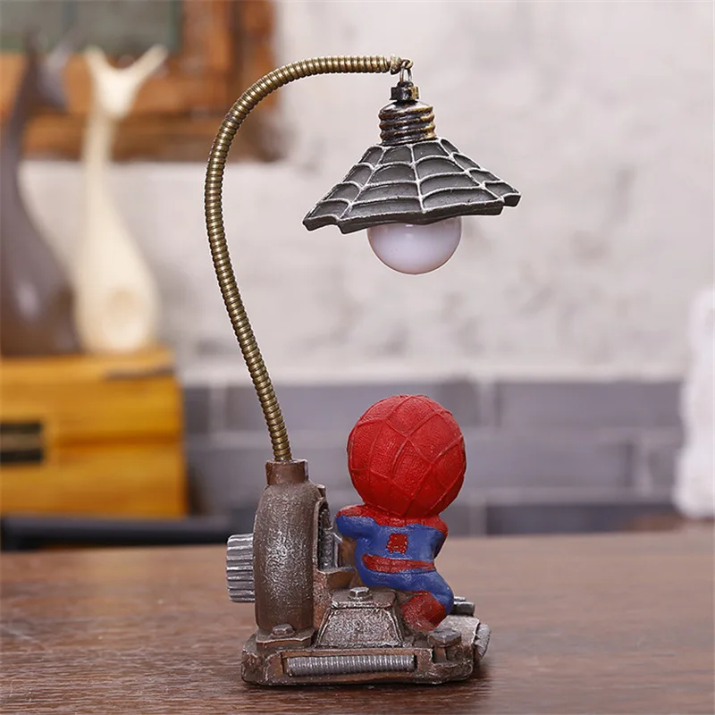 Cartoon Avengers Action Figures Spider Man Night Lamp Resin Children Bedroom LED Night Light for Boy Kids Xmas Creative Gift (12)