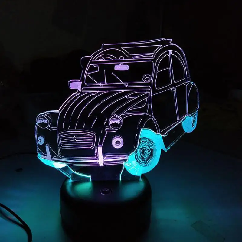 Миниатюрный светодиодный 3d ночной Светильник для автомобиля креативный цветной
