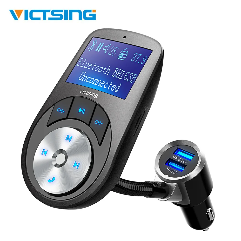 

VicTsing New Bluetooth Transmitter Wireless Hand-free Car Kit MP3 Auto Player With Large Screen/Dual USB Ports/TF Card Slot