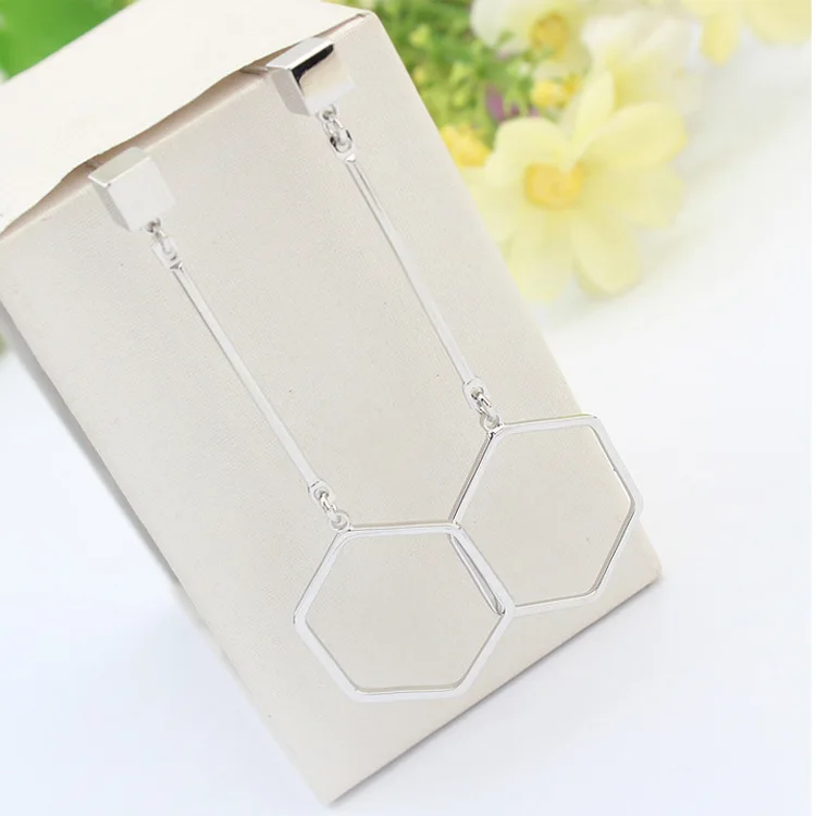 Popular geometric earrings Exaggerated hexagonal earrings