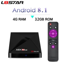 L8STAR A5X MAX Android 8,1 4 GB 32 GB TV BOX RK3328 4 K BT 4,1 USB 3,0 2,4g wiFi 100 M Lan Smart Media Player HD2.0 OTT TV BOX