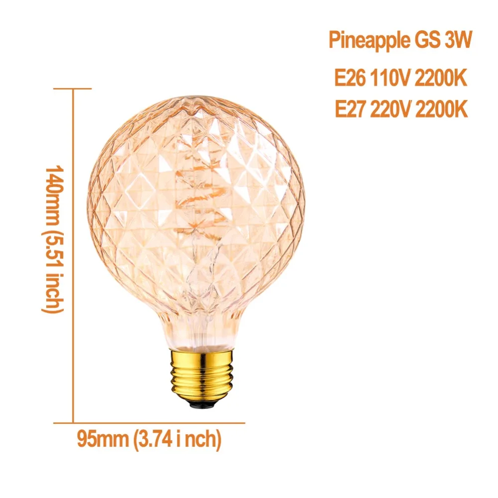 GANRILAND E14 E27 светодиодная лампа 110 V-240 V с регулируемой яркостью, светодиодный светильник накаливания, ультра теплый 2200K Золотой Эдисон, спиральные лампы, ампулы, светодиодные E27