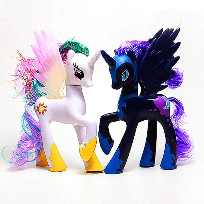 Figuras de acción de caballos para niños, crepuscular, Sparkle, princesas, Celestia, arcoíris, unicornio, Pinkie, Pie, modelo de princesa, Luna, Juguetes|princess celestia|princess lunafigure toy - AliExpress