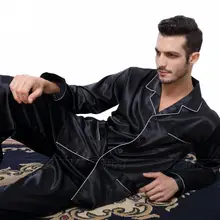 Pyjama en Satin de soie pour homme, ensemble de vêtements de nuit, vêtements de nuit, style américain, S,M,L,XL,XXL,XXXL,4XL _ _, convient à toutes les saisons