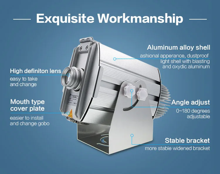 Алюминий сплав серебро наружной рекламы шесть изображения 40 Вт светодиодный проектор Gobo IP65 4500 люмен светодиодный изображения Logo проектор с гобо