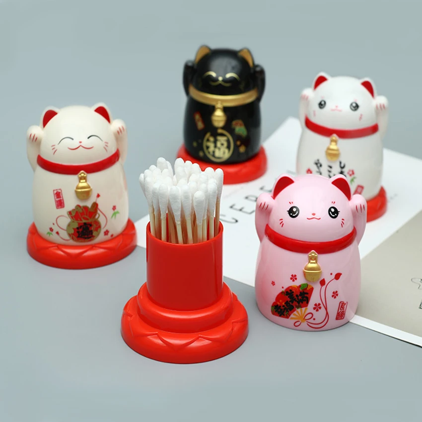 Коробка для зубочисток Lucky Cat мультяшное оформление искусственный АБС пластик