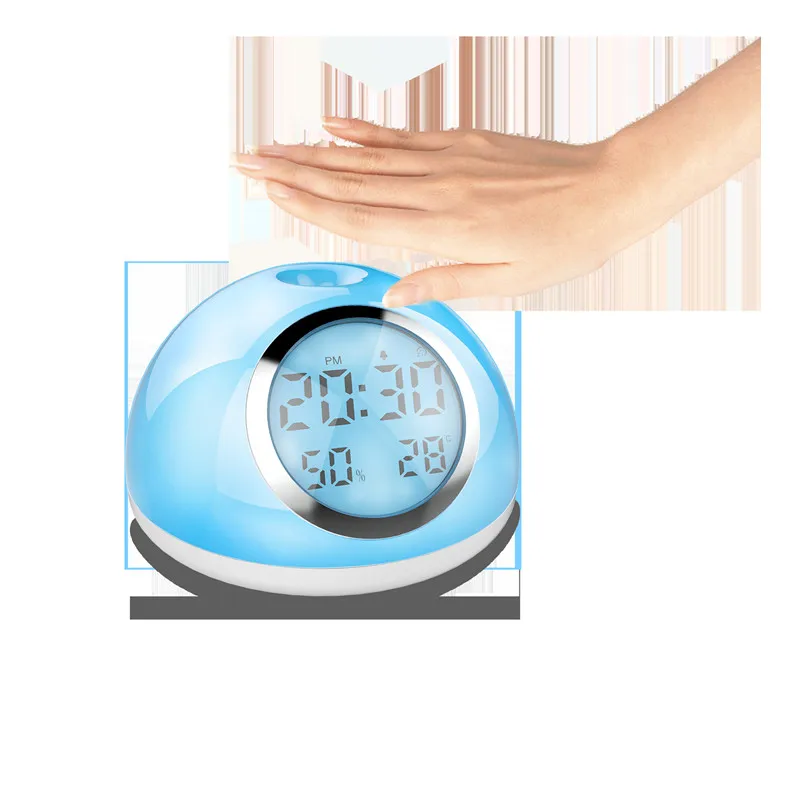 

HZFCEW Gesture sensing LED Night Light Creative Charging Multi-function Colorful Intelligent Clock Alarm Temperature Table Lamp