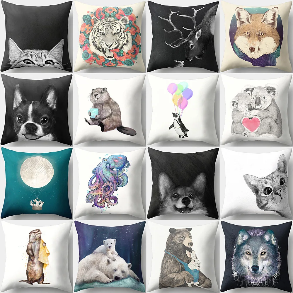 Newest Animals Cushion Cover Lion Dog Lion Birds Rabbit Deer Sofa Throw Pillow Case 16 Design Available Newest Animals Cushion Cover Lion Dog Lion Birds Rabbit Deer Sofa Throw Pillow Case 16 Design Available