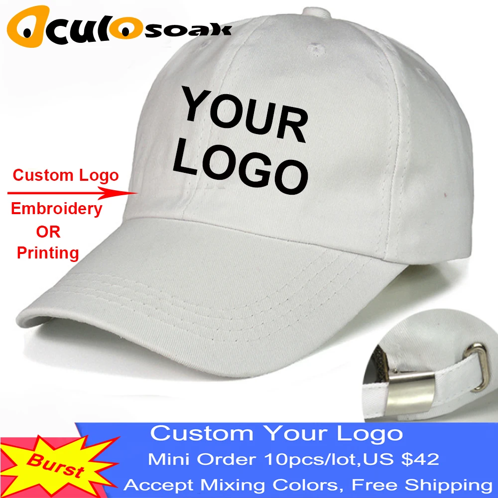

Baseball Cap Print Logo Custom Text Photo Embroidery Gorra Casual Solid Hats Pure Color Black Cap Snapback Caps For Men Women