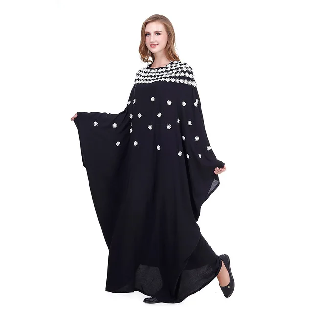 Плюс размеры Модная мусульманская абайя Исламская одежда женский вышивка шить кимоно Дубай Кафтан халат турецкий абайя wq1100