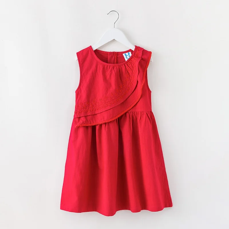 

2019 Summer New Style Sleeveness Knee-Length Straight Lotus Leaf Cute Princess Dress