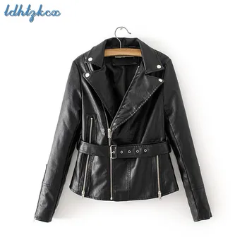 

Leather Coat Women Black Plus Size Coat 2018 Autumn Winter Korean Office Temperament Lady Short Wine Red PU Coats Feminino CX522