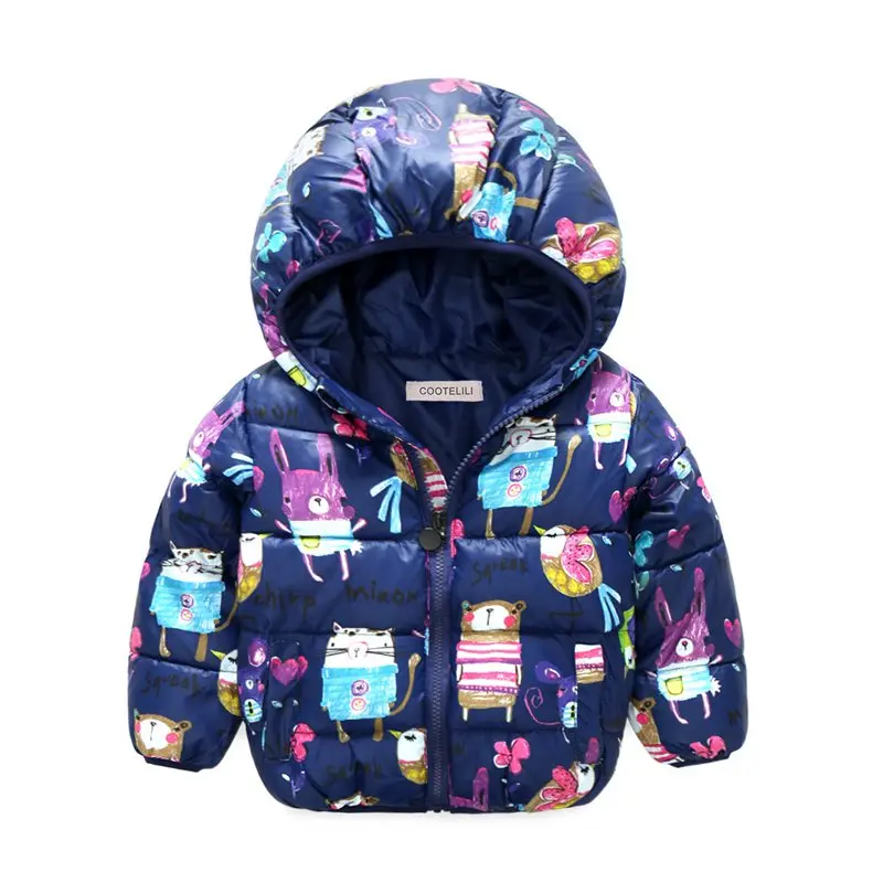 COOTELILI  80-130cm  Fashion Rabbit Pringting Winter Infant Cotton Jackets Kids Girls Coat Warm Baby Girl Clothes For Children  (1)